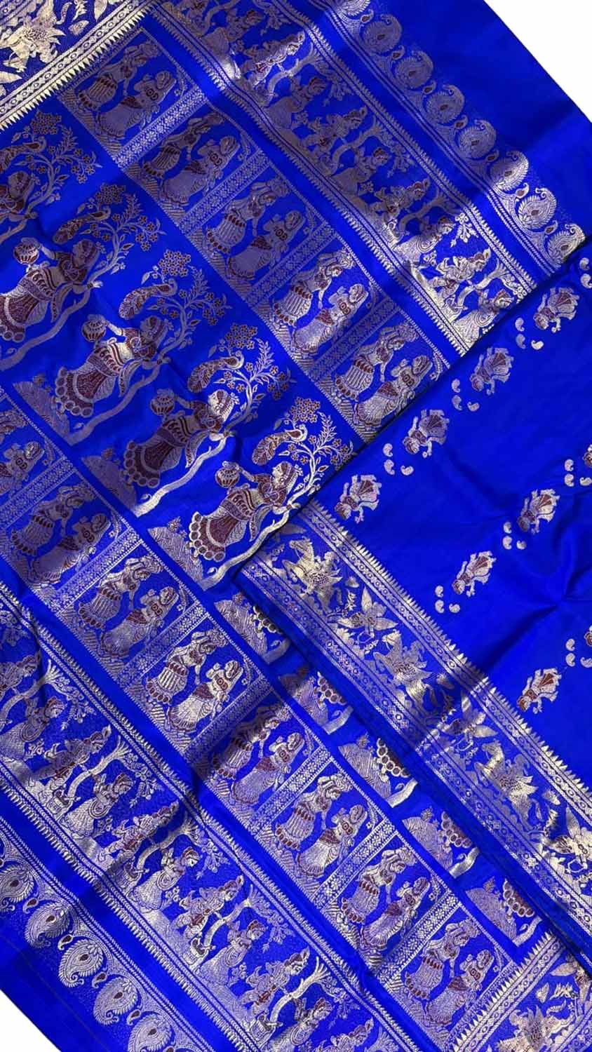 Blue Swarnachari Pure Silk Saree Handloom Woven Wedding