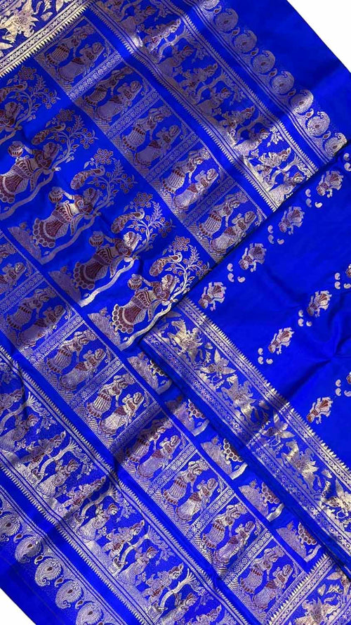 Blue Swarnachari Pure Silk Saree Handloom Woven Wedding