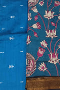 Blue Kalamkari Raw Silk Suit With Chennur Silk Dupatta Hand Painted