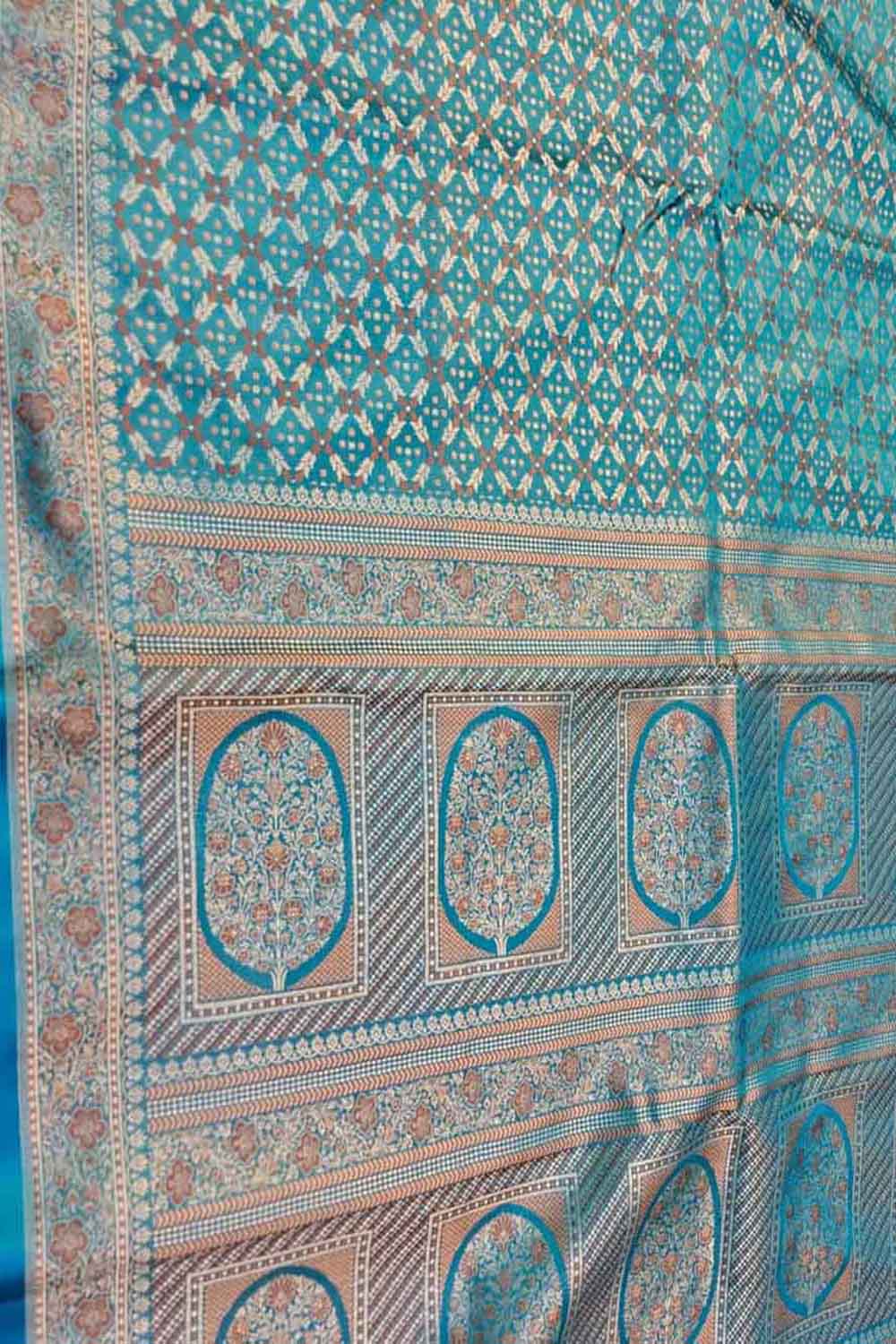Blue Mashru Silk Tanchui Weaved Banarasi Saree