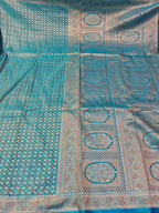 Blue Mashru Silk Tanchui Weaved Banarasi Saree