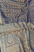Blue Mashru Silk Tanchui Weaved Banarasi Saree