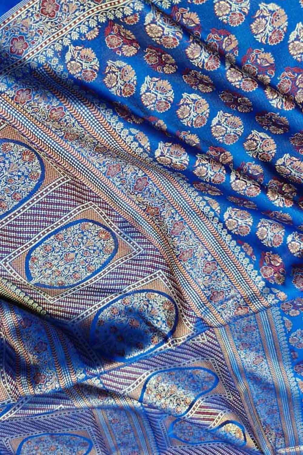 Blue Mashru Silk Tanchui Weaved Banarasi Saree