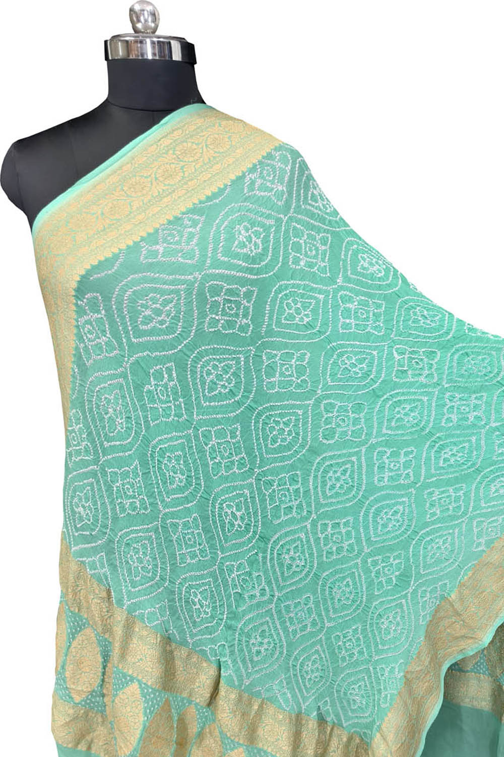 Blue Pure Georgette Bandhani Rai Bandhej Dupatta