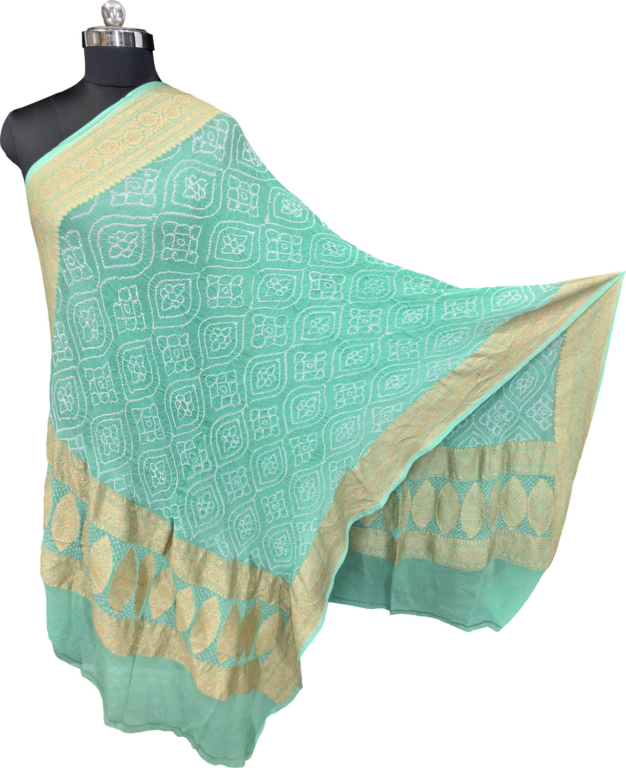Blue Pure Georgette Bandhani Rai Bandhej Dupatta