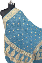 Blue Pure Georgette Bandhani Rai Bandhej Dupatta