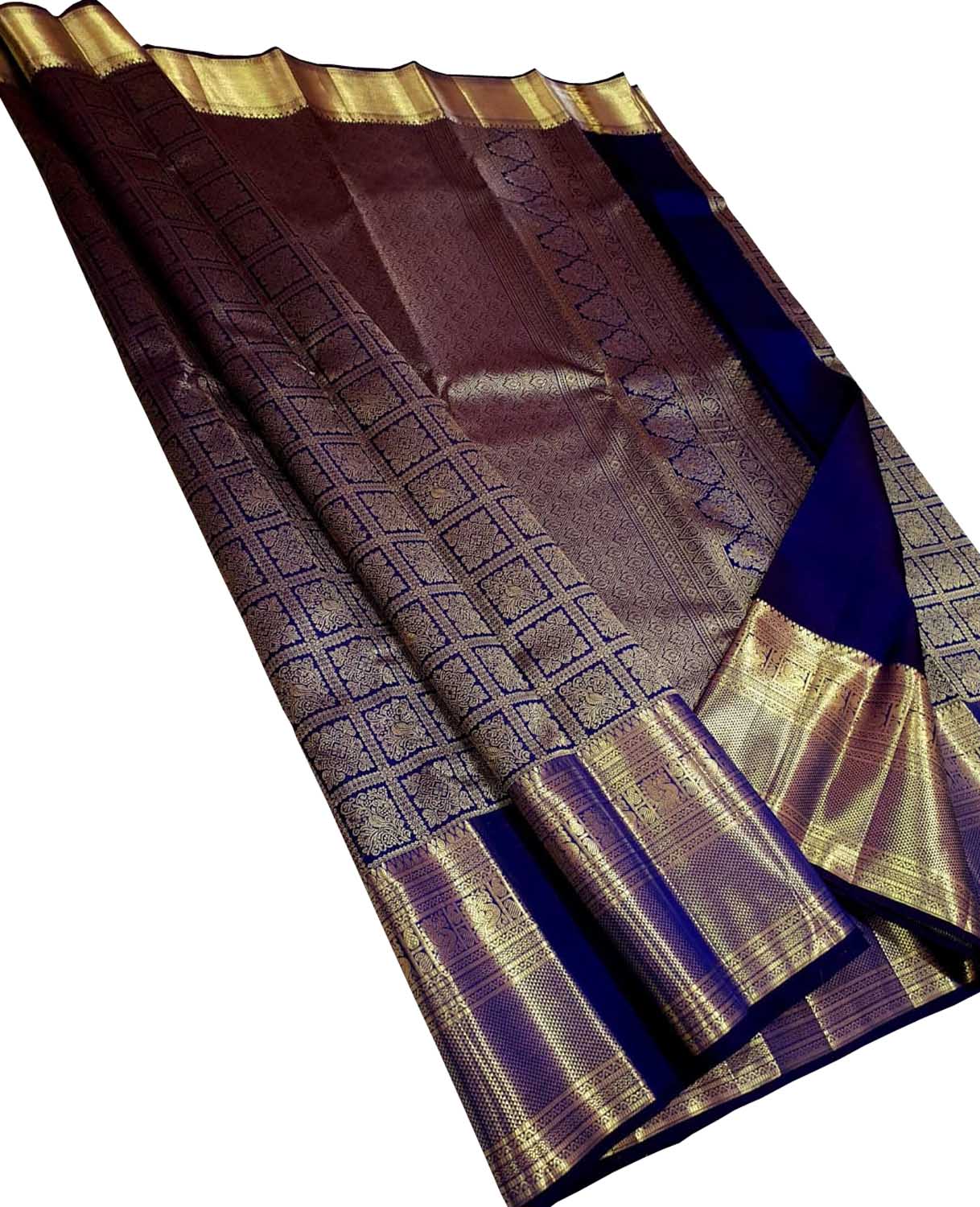 Blue Pure Kanjeevaram Silk Handloom Saree