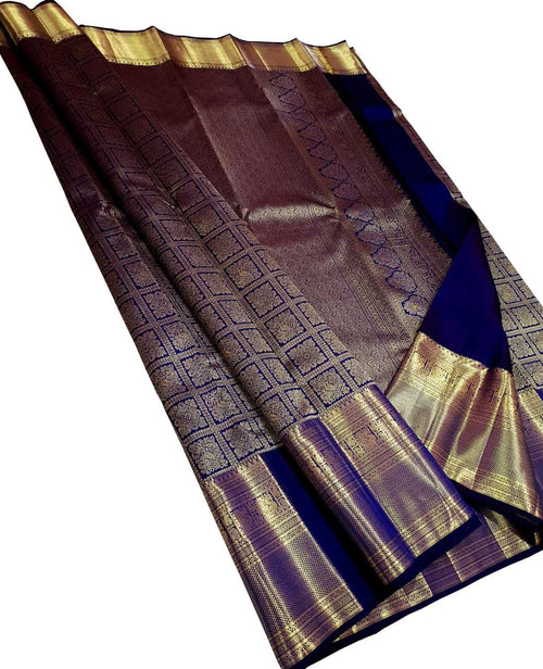 Blue Pure Kanjeevaram Silk Handloom Saree