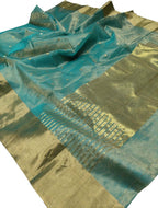Blue Pure Katan Chanderi Handloom Silk Saree