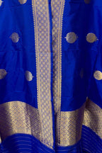 Blue Pure Katan Silk Banarasi Handloom Booti Design Handloom Dupatta