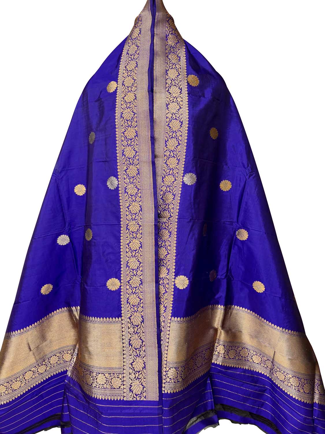 Blue Pure Katan Silk Banarasi Handloom Booti Design Handloom Dupatta