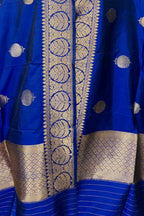 Blue Pure Katan Silk Banarasi Handloom Booti Design Handloom Dupatta