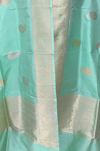 Blue Pure Katan Silk Banarasi Handloom Booti Design Handloom Dupatta