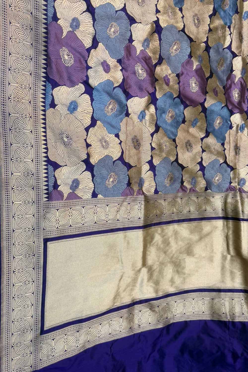 Blue Pure Katan Silk Banarasi Handloom Saree