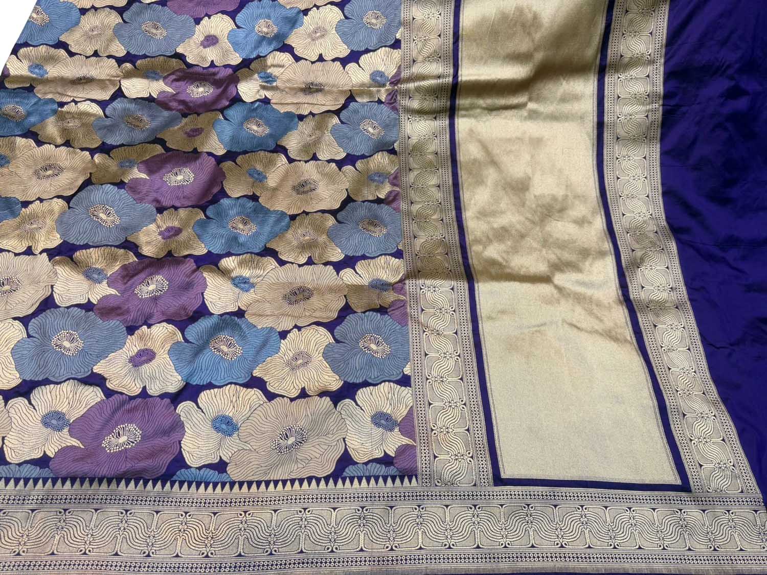 Blue Pure Katan Silk Banarasi Handloom Saree