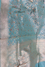 Blue Pure Katan Silk Banarasi Saree Handloom Festive Wear