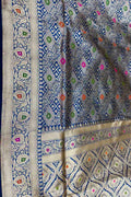 Blue Banarasi Katan Silk Handloom Saree Festive Occasion Wear