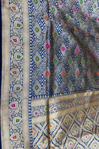 Blue Banarasi Katan Silk Handloom Saree Festive Occasion Wear