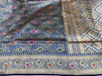 Blue Banarasi Katan Silk Handloom Saree Festive Occasion Wear