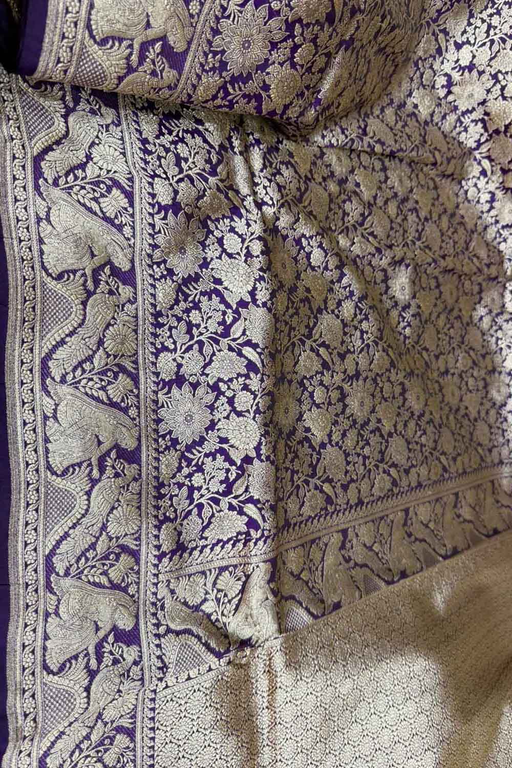 Blue Katan Silk Banarasi Handloom Saree Premium Festive Wear