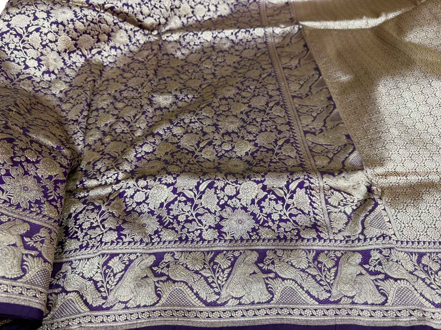Blue Katan Silk Banarasi Handloom Saree Premium Festive Wear