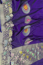 Blue Pure Katan Silk Kadwa Woven Banarasi Saree Festive