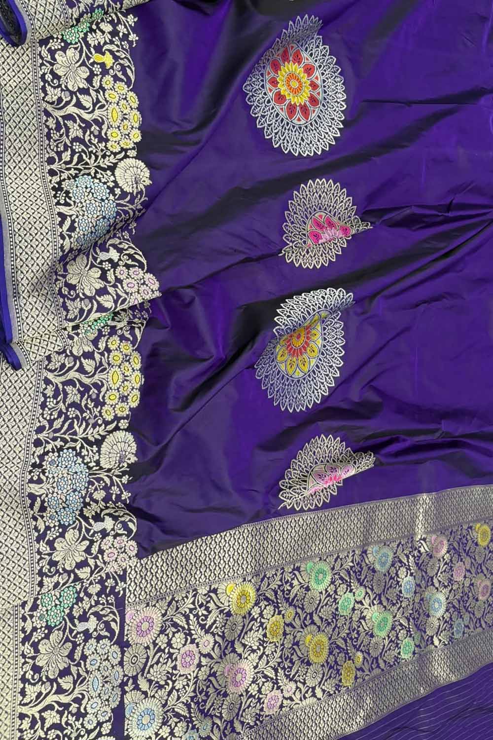 Blue Pure Katan Silk Kadwa Woven Banarasi Saree Festive