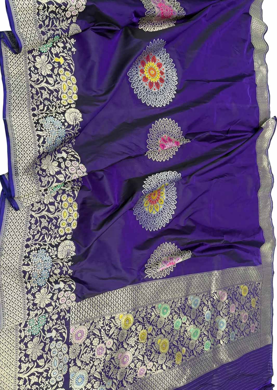 Blue Pure Katan Silk Kadwa Woven Banarasi Saree Festive