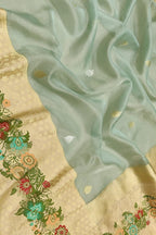 Blue Banarasi Kora Tissue Silk Saree — Meenakari Skirt Border, Wedding Wear