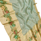 Blue Banarasi Kora Tissue Silk Saree — Meenakari Skirt Border, Wedding Wear