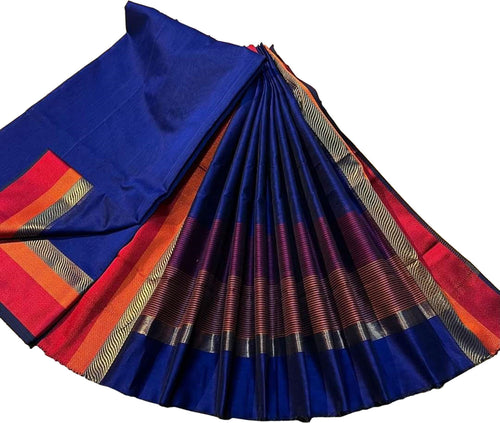 Blue Pure Maheshwari Silk Handloom Suit Set