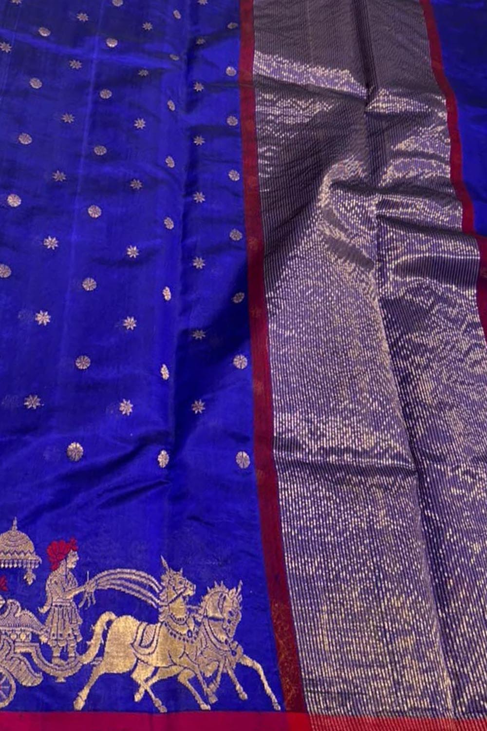Blue Pure Pattu Silk Chanderi Handloom Saree