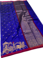 Blue Pure Pattu Silk Chanderi Handloom Saree
