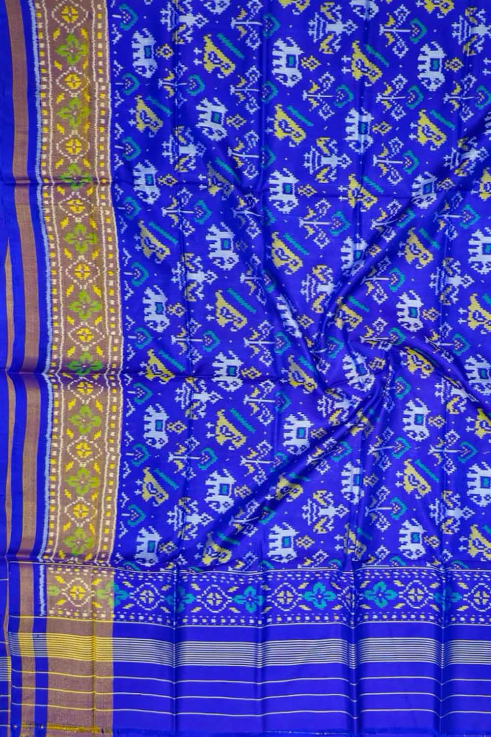 Blue Pure Silk Handloom Patola Ikat Dupatta