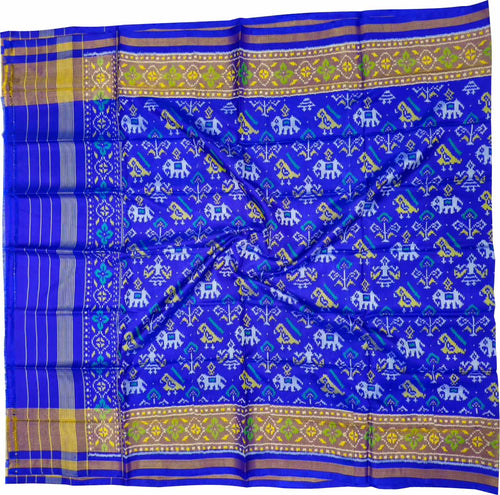 Blue Pure Silk Handloom Patola Ikat Dupatta