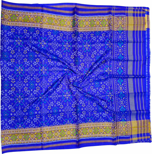 Blue Pure Silk Handloom Patola Ikat Dupatta