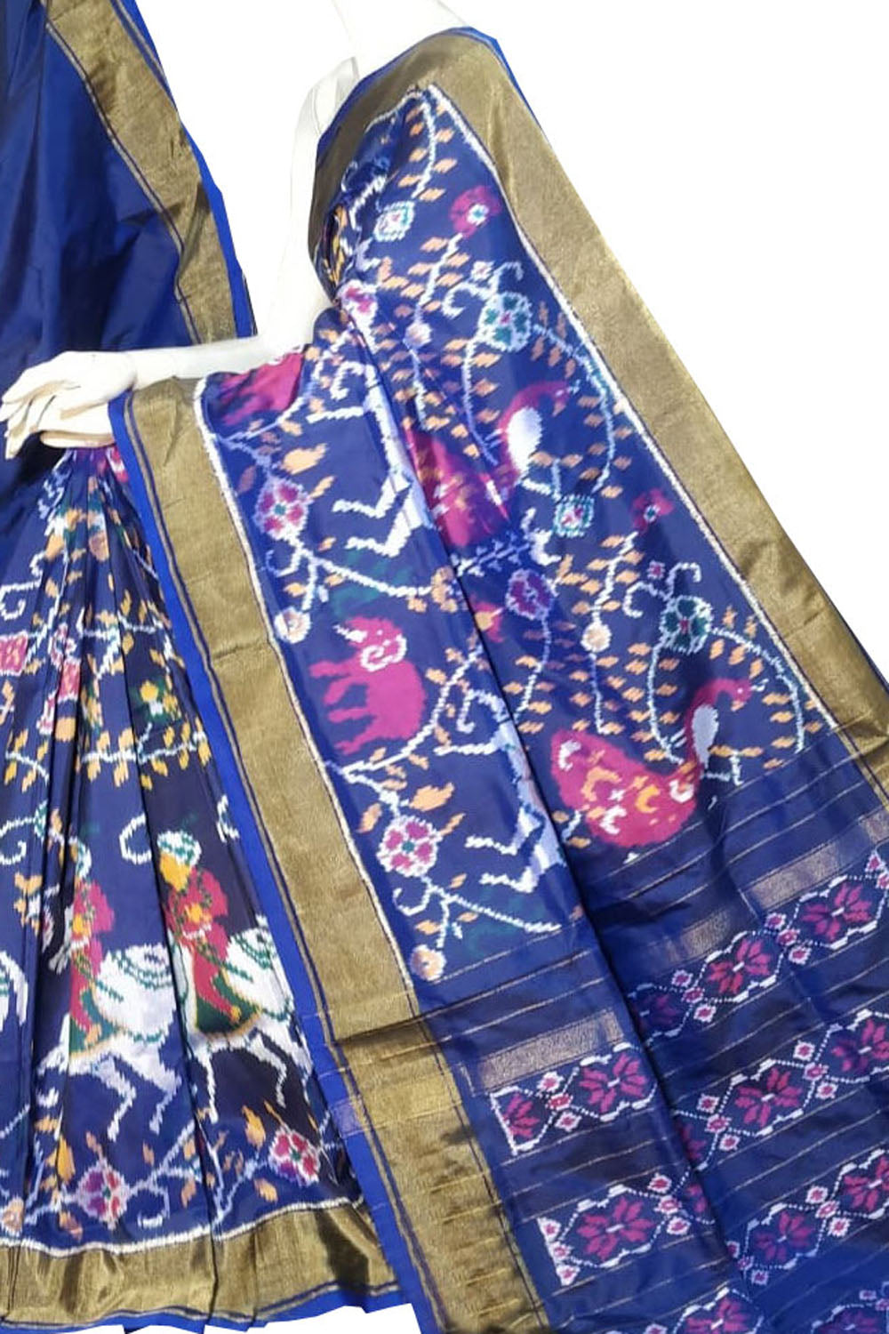 Blue Pure Silk Pochampalli Ikat Handloom Saree