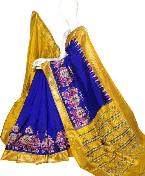 Blue Pure Silk Pochampalli Ikat Handloom Saree