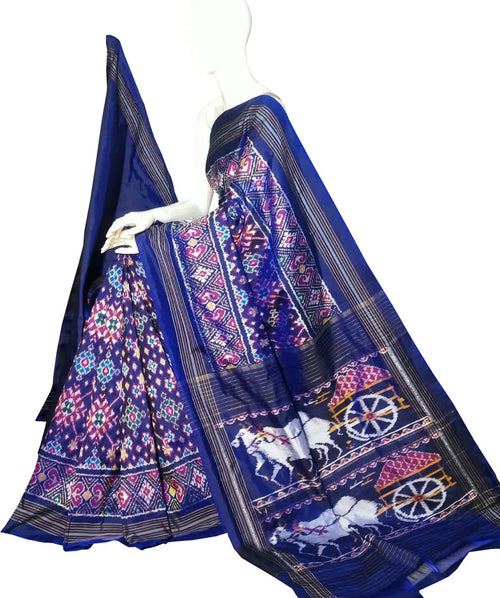 Blue Pure Silk Pochampalli Ikat Handloom Saree