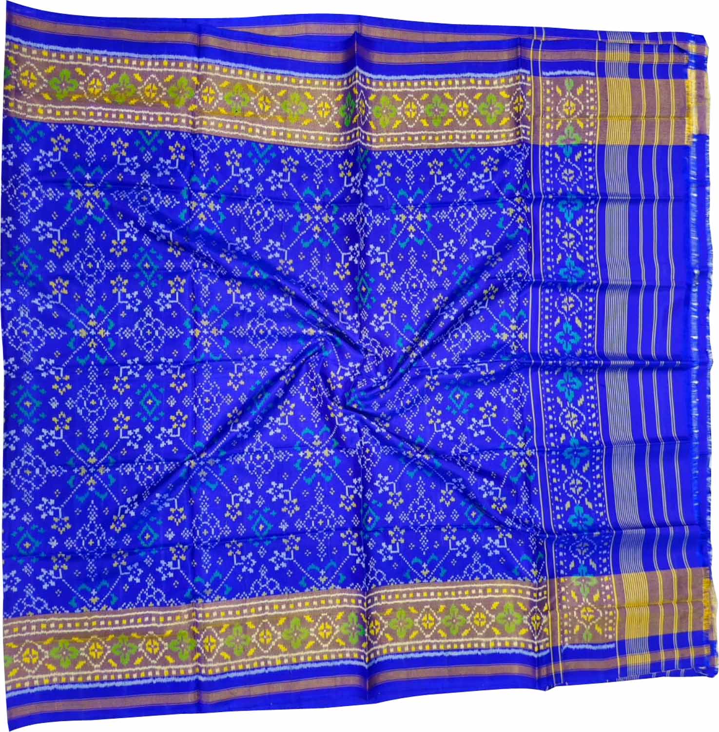 Blue Pure Single Ikat Patan Patola Handloom Dupatta
