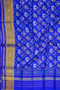 Blue Pure Single Ikat Patan Patola Handloom Dupatta