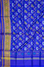 Blue Pure Single Ikat Patan Patola Handloom Dupatta