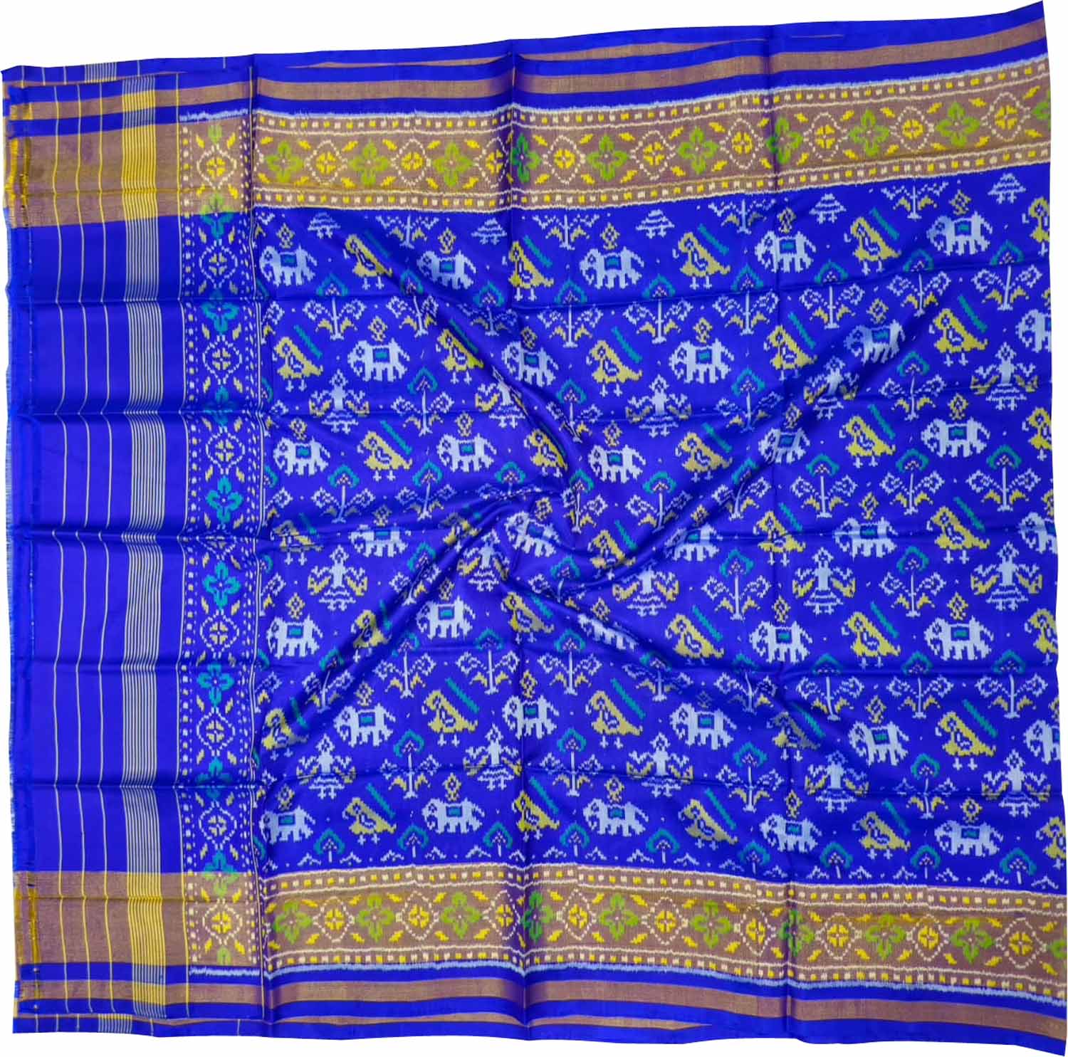 Blue Pure Single Ikat Patan Patola Handloom Dupatta
