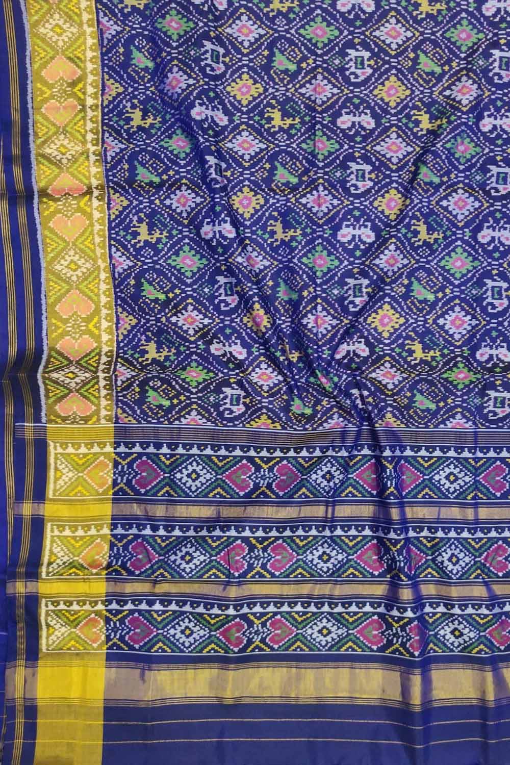 Blue Pure Single Ikat Patan Patola Handloom Saree