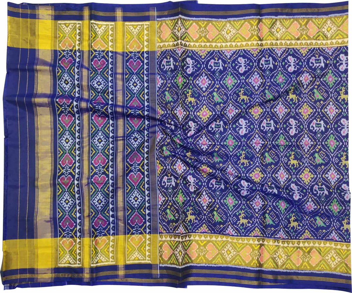 Blue Pure Single Ikat Patan Patola Handloom Saree