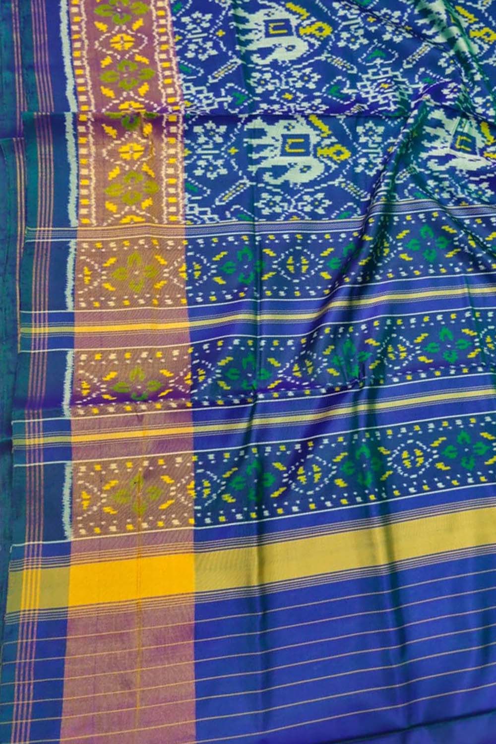 Blue Pure Single Ikat Patan Patola Handloom Saree