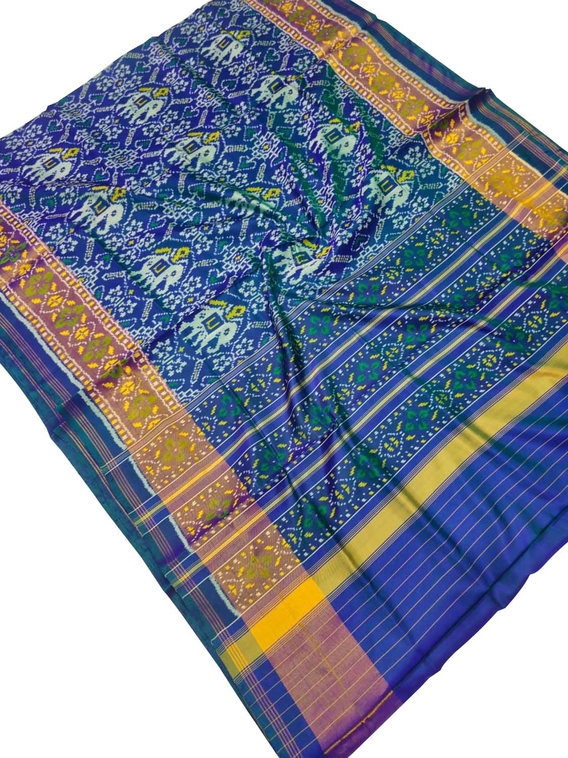 Blue Pure Single Ikat Patan Patola Handloom Saree