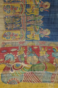 Blue Pure Tussar Silk Hand Painted Kalamkari Saree