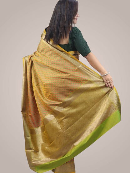 Shop Now for Yellow Banarasi Soft Silk Saree with Contrast Border - Latest Collection - Luxurion World