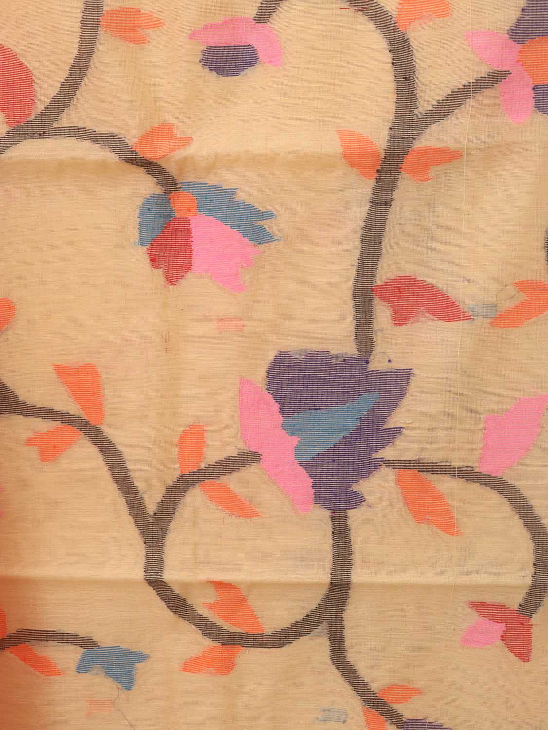 Cream Handloom Jamdani Chanderi Silk Two Piece Unstitched Suit Set - Luxurion World